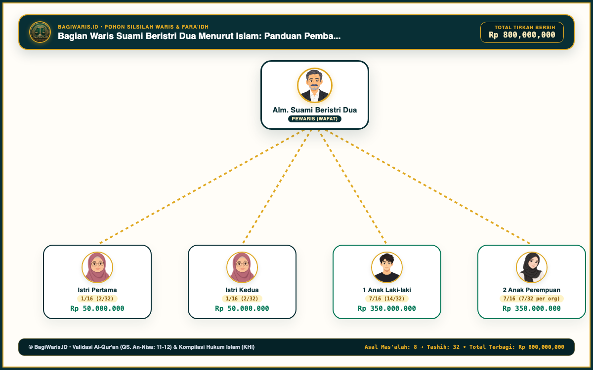 Diagram Pohon Silsilah Waris Bagian Waris Suami Beristri Dua Menurut Islam: Panduan Pembagian Adil & Anti-Sengketa